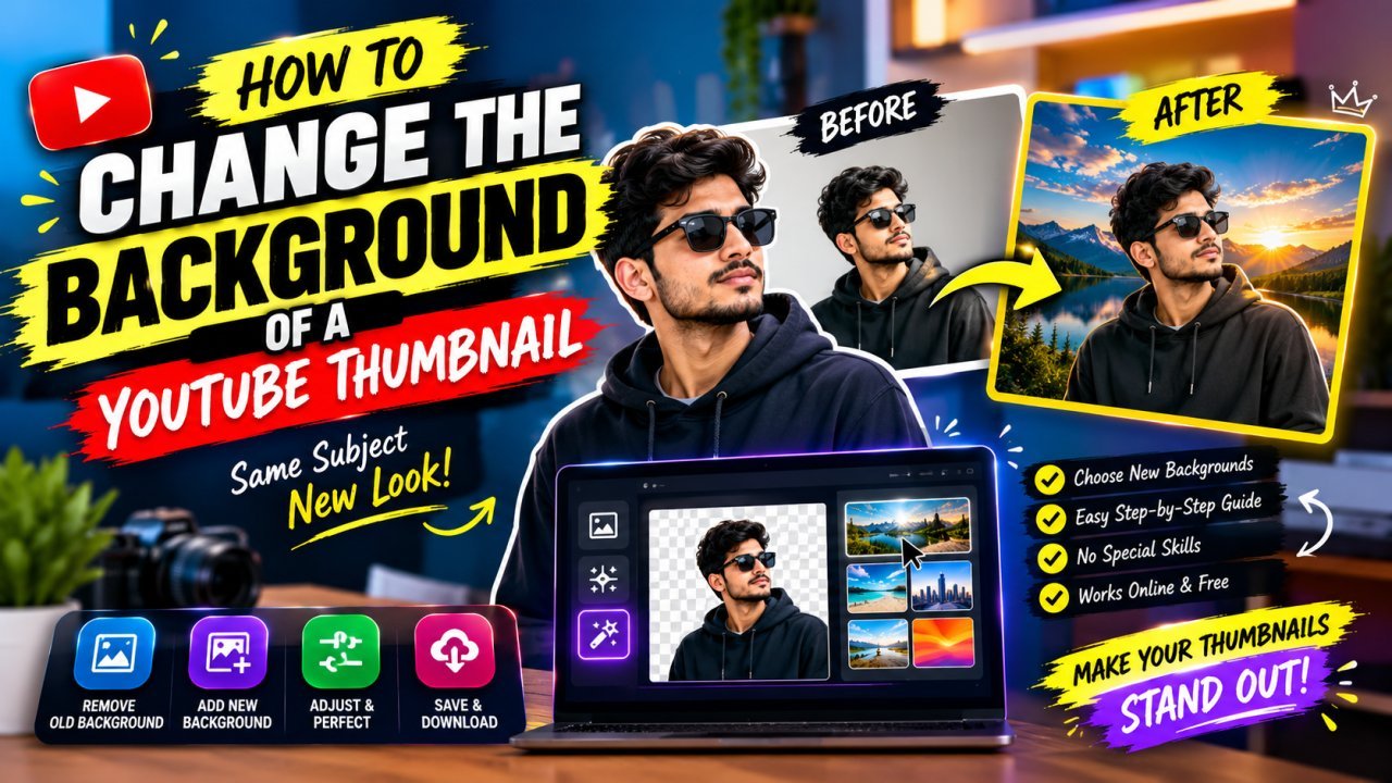 How to change the background of a YouTube thumbnail by replacing the original background