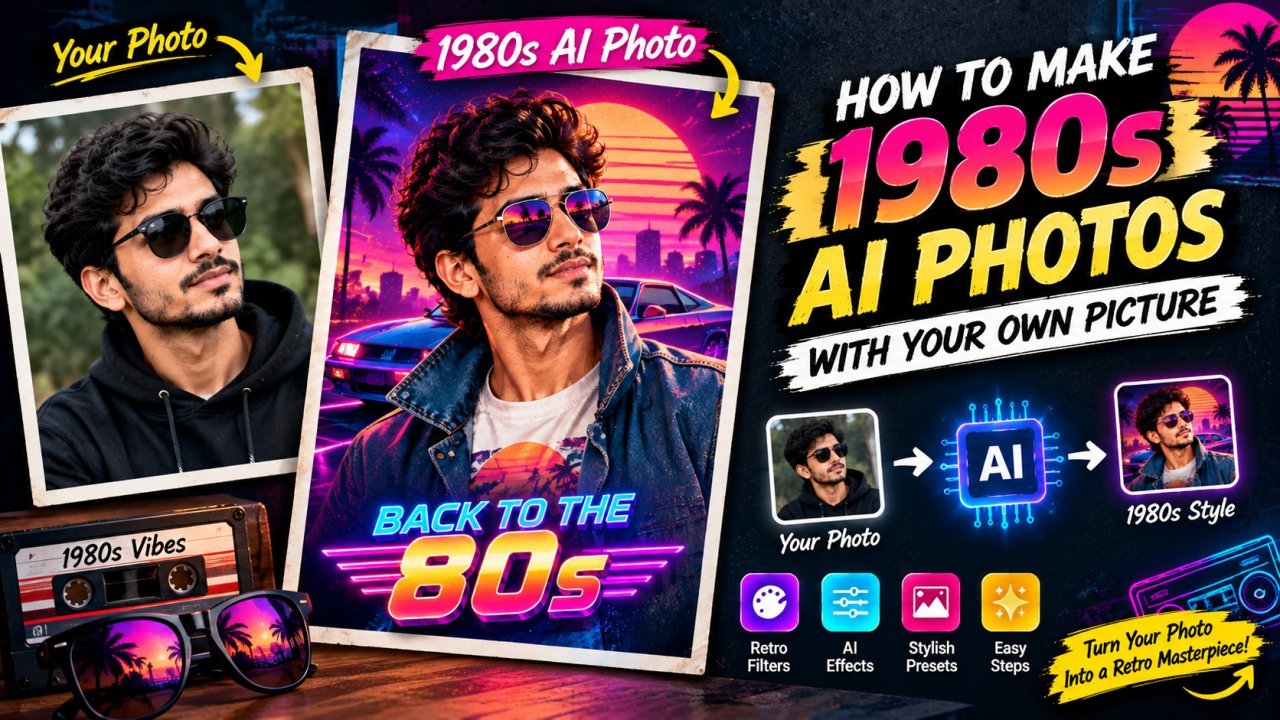 How to make 1980s AI photos with your own picture using an AI image generator
