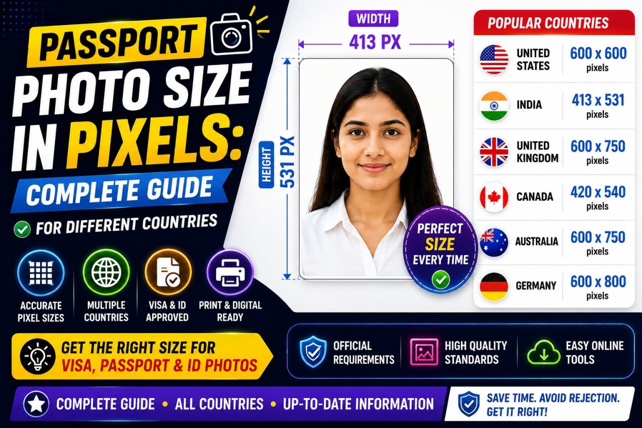 Passport photo size in pixels for different countries