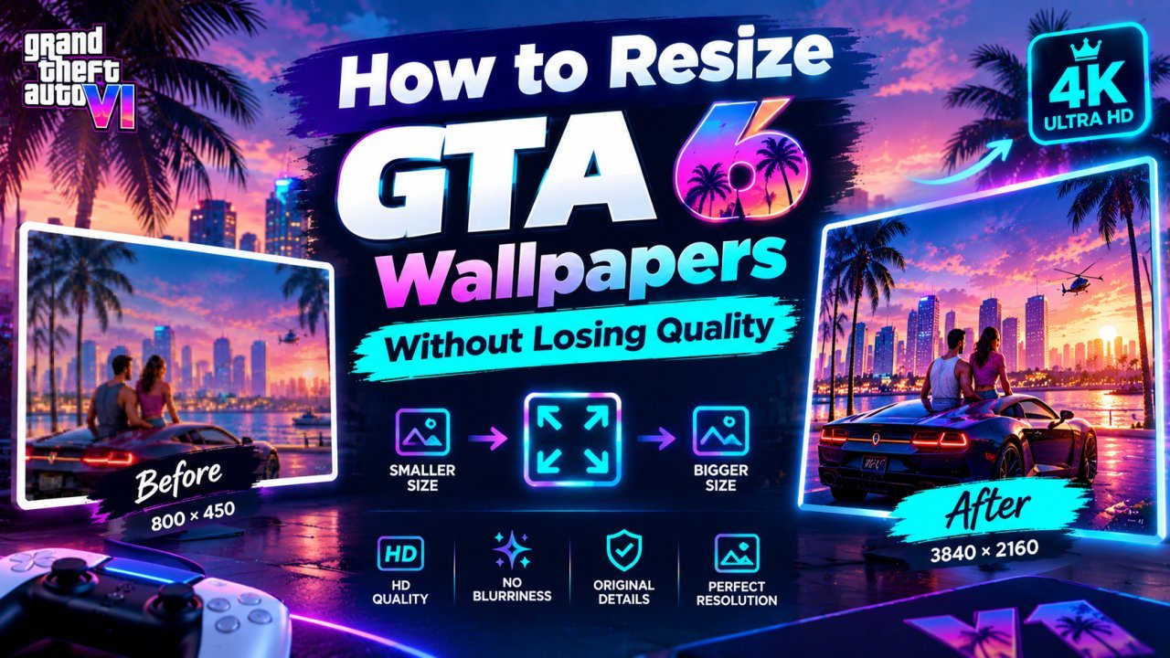 How to resize GTA 6 wallpapers without losing quality for desktop and mobile screens