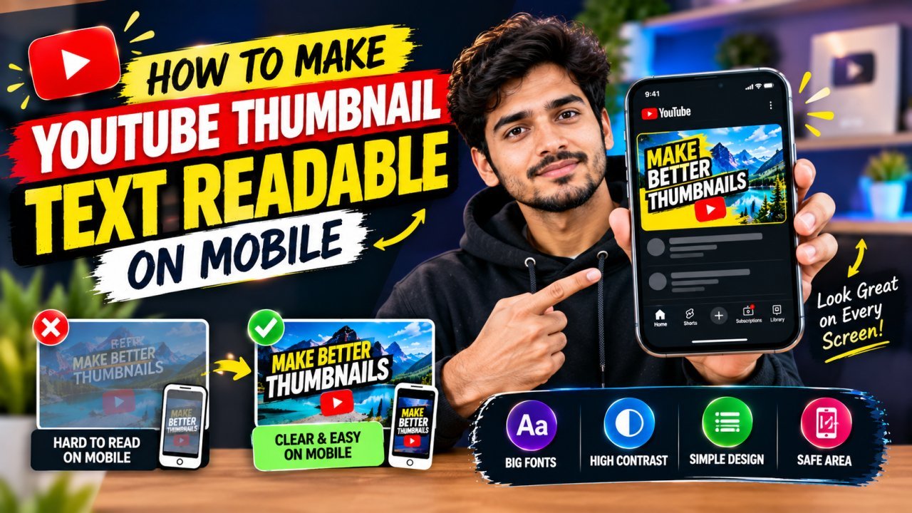 Example of YouTube thumbnail text designed to be clear and readable on a mobile phone